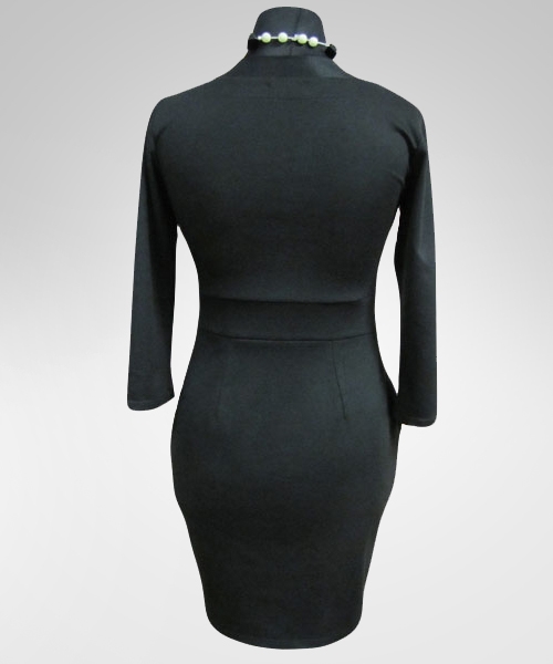 Czarna elegancka sukienka z kieszeniami - Donna